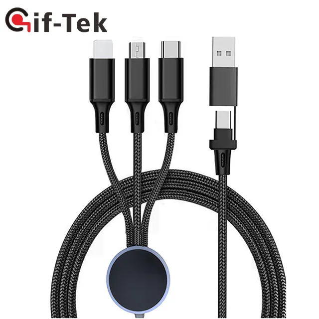 5 IN 1 LED LOGO wholesale high quality super colored charging data mini type C micro lighting usb cable