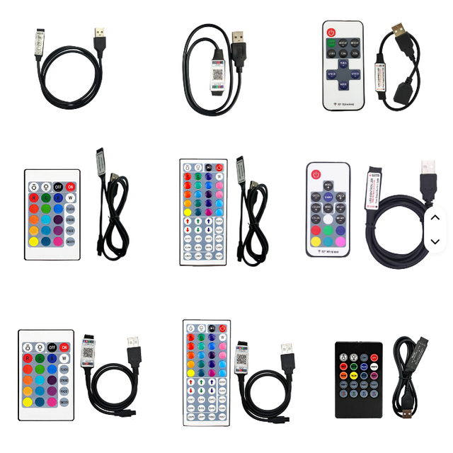 LED Strip Light RGB Controller USB 5V Music Controller 24-key 44-key IR Remote RF 17Key Remote Control for 5050 2835 Strip Light