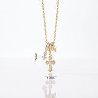 Collier pendentif croix pour femme, multi-breloques, solitaire, or et argent, bicolore, cadeau