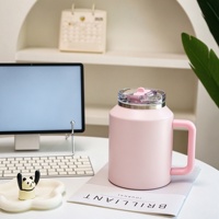 Tumbler Sublimasi Stainless Steel 316 dengan Gagang 1200ml 1500ml Tutup Sedotan Dinding Ganda Vacuum Mug Kopi Kantor Perjalanan