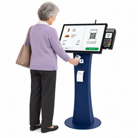 Kiosque interactif LCD 32-65 pouces avec base K, gestion des files d'attente, support POS, imprimante, structure tout métal sur pied, multi-touch, garantie 1 an