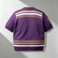 Sweat-shirts pour hommes à col rond et manches courtes, en jacquard personnalisé, de haute qualité, style streetwear, avec broderie, en tricot