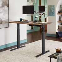 Bureau électrique convertible assis-debout avec panneau réglable en hauteur, mobilier de bureau moderne en bois pour appartement ou école