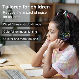 Auriculares inalámbricos <span class=keywords><strong>Onikuma</strong></span> <span class=keywords><strong>B90</strong></span>, plegables, BT 5,0, LED, para videojuegos, con orejas de gato - Product Image 6
