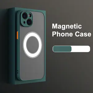 Cover posteriore magnetica per telefono cellulare skin feel per iPhone custodia per telefono dal design di lusso con ricarica wireless per iPhone 15 14 13 12 11