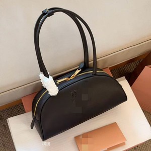 MIU Autumn Winter Dumpling Half-Round PVC <strong>Bag</strong> with Canvas Lining Zipper Closure Small Shoulder Crossbody Handbag for Women - Product Image 2