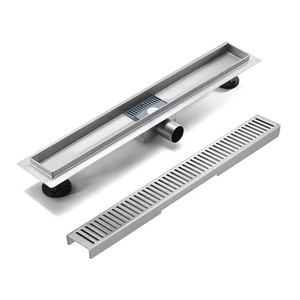 Drain de douche linéaire moderne éclairé de 24 pouces en acier inoxydable 304 réglable avec filtre à cheveux pour extérieur, sous-sol et salle de bain - Product Image 3