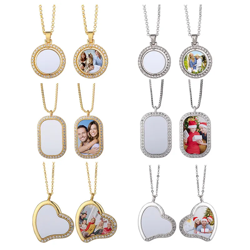 Cheap Hot Deformation Love Hot Sublimation Blank Necklace Rectangular Carved Necklace Blanks Personality Jewelry