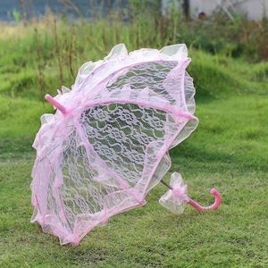 Colorful <b>Lace</b> Lightweight Elegant Bridal Wedding Photography Dance Party Decoration Hook Handle Parasol Umbrella - Product Image 5