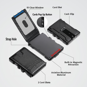 New Arrival Multifunctional Magnetic Closure PU Leather Auto Eject Card Holder <b>RFID</b> Blocking Card <b>Wallet</b> with Money Clip for Men - Product Image 2
