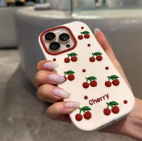 Coque de téléphone en silicone souple avec support en forme de cerise 3D mignon pour iPhone 6 7 8 G Plus X XR XS MAX 12 13 MINI
