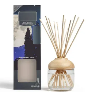 OEM-difusor de <span class=keywords><strong>aroma</strong></span> <span class=keywords><strong>con</strong></span> palos naturales y tapa de madera, recuerdo de boda de lujo, 100ml, soporte para botella de vidrio, aceite esencial - Product Image 1