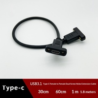Câble d'extension de données USB 3.1 Type-C Femelle-Femelle avec trous de fixation pour téléphones portables et ordinateurs portables, transfert de données rapide