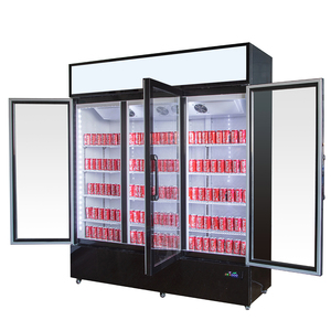 ตู้แช่เครื่องดื่ม 3 ประตูกระจก พร้อมพัดลมระบายความร้อน ไฟ LED และชั้นวาง 4 ชั้น / ตู้เย็นเครื่องดื่ม - Product Image 1