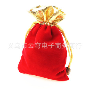 ถุงใส่เครื่องประดับกำมะหยี่สีแดงพร้อมขอบสีทอง 7x9 ซม. 9x12 ซม. กระเป๋าเก็บของขวัญสำหรับของสะสม - Product Image 3