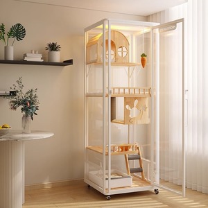 Gabbia <span class=keywords><strong>per</strong></span> Gatti di Lusso Premium Multilivello, Grande, <span class=keywords><strong>per</strong></span> Interni, con Motivo Solido, Cuccia Panoramica in Legno, Ideale <span class=keywords><strong>per</strong></span> Case <span class=keywords><strong>per</strong></span> Animali Domestici - Product Image 3