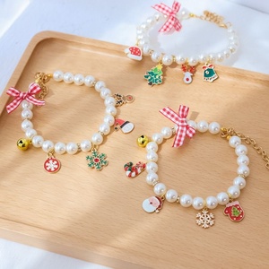 Kalung kerah hewan peliharaan mutiara dapat diatur, aksesori perhiasan lucu untuk kucing anjing anak anjing - Product Image 3