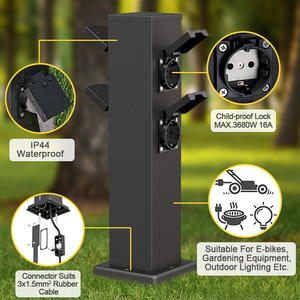Howlighting 3680w acciaio inossidabile Ip44 2 prese presa da giardino colonna presa da giardino per esterni ad alta potenza con Base per barbecue - Product Image 2