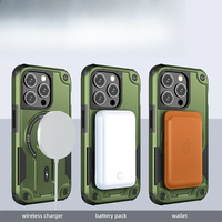   Casing untuk iPhone 17 16 14 13 11 12 15 Pro Max Plus dengan Pengisian Daya Nirkabel Magnetik, Tali Pergelangan Tangan, Penyangga, Pelindung Keras Anti Jatuh