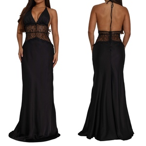 ชุดเดรสเปิดหลังคอวีลูกไม้เซ็กซี่ของผู้หญิงแฟชั่นเปลือยหลัง - Product Image 5