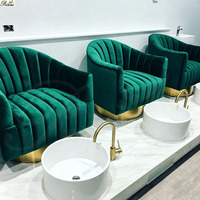 Équipement professionnel de pédicure de spa, équipement de beauté doré, fauteuil de spa à remous bleu marine
