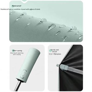 Parapluie pliant entièrement automatique extra-large à 12 baleines épaissies de haute qualité, en nylon 190T avec protection UV et revêtement noir - Product Image 2
