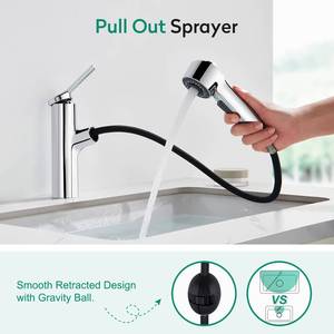 Grifo de Lavabo Extraíble Cromado de Estilo Moderno para Baño, Venta al por Mayor - Product Image 2