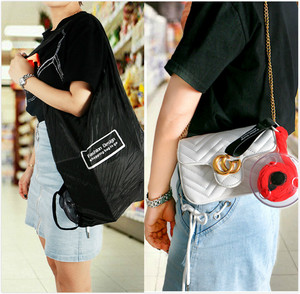 Sac de supermarché Portable en polyester, personnalisé, réutilisable, fourre-tout, shopping, étui rond en plastique, à rouler - Product Image 4