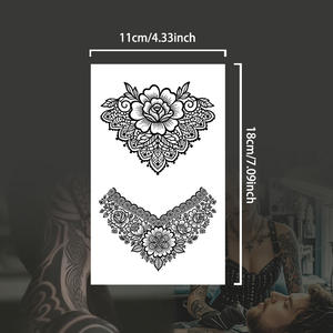 Tatuaje Temporal Étnico de Henna, Flores Geométricas de Daruma, Tatuaje Semipermanente Impermeable, Dura 2 Semanas, Tatuaje Herbal para Brazo - Product Image 2