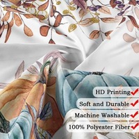Rideau de Douche en Polyester à Motifs de Feuilles d'Automne et Citrouilles, Séchage Rapide, Installation Facile, Durable, Ensemble de Rideaux de Douche Personnalisables en Gros