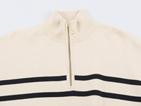 MYST&ZA Damenmode 2026 Herbst Neuerscheinung: Stilvoller, Eleganter, Schlichter, Vielseitiger Reißverschluss-Streifenstrickpullover 536032