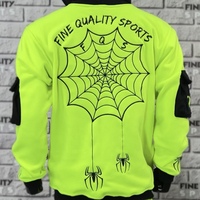 Ensemble sweat à capuche et pantalon grande taille personnalisé motif toile d'araignée, vert fluorescent, style urbain, 100% coton polaire élastique