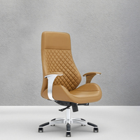 Chaise de direction moderne Noir+Blanc Base en alliage Surface en cuir PU Essentiel pour la salle de réunion