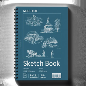 Альбом для рисования на спирали с обложкой из бумаги для трансграничной торговли, для промоакций, чистый блокнот для эскизов и рисования, 9x12 дюймов, 100 листов - Product Image 5