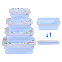 Conteneurs de stockage d'aliments sans Bpa de différentes capacités Boîte à lunch pliable en silicone Bento