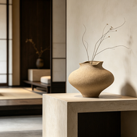 Vase en céramique vintage de style chinois, pot décoratif en terre cuite Wabi-Sabi, ornement pour arrangement floral en céramique pour salon