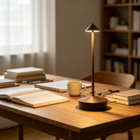 Lampe de chevet moderne et simple pour chambre et salon, avec contrôle tactile, gradation 3D, LED à batterie, en métal, réglable, Type-C