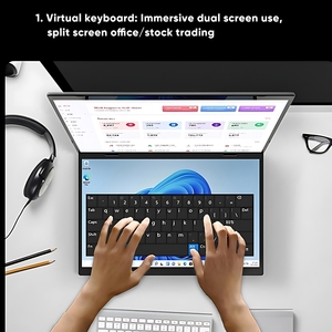 Chất Lượng Cao New 14 + 14 Inch Màn Hình Cảm Ứng Kép Máy Tính Xách Tay <span class=keywords><strong>2</strong></span> Trong <span class=keywords><strong>1</strong></span> Với Intel N95 Yoga 360 Độ Có Thể Gập Lại Máy Tính Xách Tay Cho Văn Phòng Kinh Doanh - Product Image 3