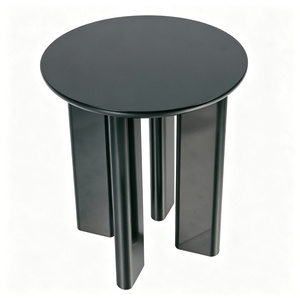 Table d'appoint ronde minimaliste scandinave, finition laquée peinte en chêne rouge bordeaux et noir - Product Image 2