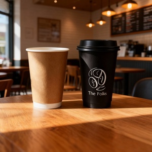 Vasos Desechables para Café Sunshine, Personalizados, de 12oz, 14oz y 16oz, de Doble Pared, para Bebidas Calientes, Contenedores para Llevar Comida con Tapas - Product Image 1