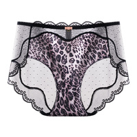 Culottes hipster sexy en maille tricotée respirante avec broderie en dentelle et motif léopard pour femme