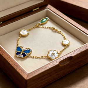 Pulsera <span class=keywords><strong>de</strong></span> <span class=keywords><strong>la</strong></span> <span class=keywords><strong>Suerte</strong></span> con Forma <span class=keywords><strong>de</strong></span> Trébol <span class=keywords><strong>de</strong></span> Cuatro Hojas, Diseño Animal, Chapado en Oro <span class=keywords><strong>de</strong></span> Alta Calidad, Unisex, Regalo, Novedad 2026 - Product Image 2