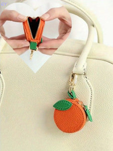 Porte-clés en cuir PU avec breloque fruit QY, porte-monnaie zippé, pendentif de sac, accessoire de sac à main pour femme - Product Image 4