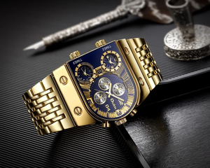 <span class=keywords><strong>Montre</strong></span>-bracelet à quartz <span class=keywords><strong>Oulm</strong></span> 9315 pour homme, bracelet doré de luxe, 3 cadrans, étanche, 1 <span class=keywords><strong>prix</strong></span> - Product Image 5