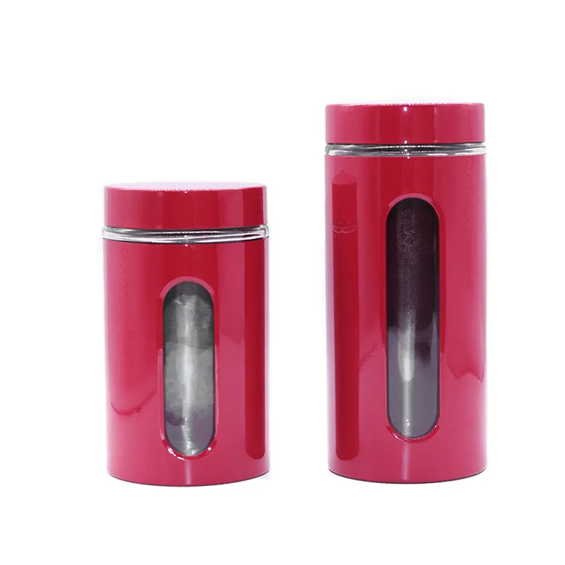 Đồ dùng nhà bếp thủy tinh thực phẩm container thép không gỉ cà phê Canister trà cà phê đường Canister