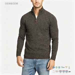 Men's <strong>Quarter</strong> <strong>Zip</strong> Mock Neck Old Money Style Premium Cashmere Knitted Pullover <strong>Jumper</strong> for Autumn Winter Casual Business Wear - Product Image 1