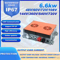 Chargeur de batterie embarqué pour véhicule électrique 6600W LFP 48V, sortie 72V, système de refroidissement par air, chargeur de carte 144V 6.6kW, étanche IP67