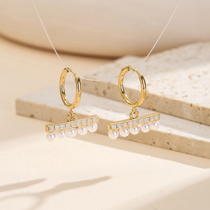 Pendientes de Aro con Perlas, Chapados en Oro de 18K, de Acero Inoxidable, Resistentes al Agua, para Mujer, Regalo para Fiestas, Joyería para las Orejas, Venta al Por Mayor de Fábrica - Product Image 6