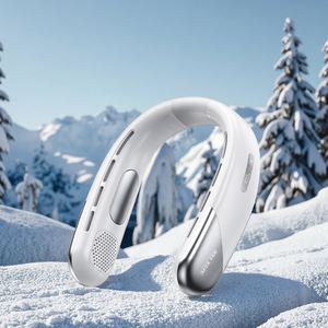 USB Rechargeable Plastic Foldable Neck Hanging Bladeless <b>Handheld</b> <b>Fan</b> Five Blades Portable Outdoor Household Hotel Car English - Product Image 1