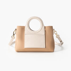 Bolso de Hombro de Lona Bicolor para Mujer, Bolso Tote con Asa de Cuero de Microfibra, Cierre de Cremallera, Bolso Bandolera - Product Image 2